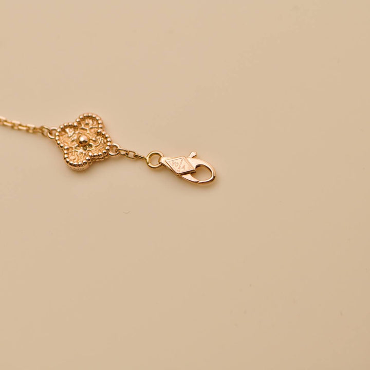 Second Hand VCA Sweet Alhambra 6 Motif 18K Hammered Rose Gold Bracelet