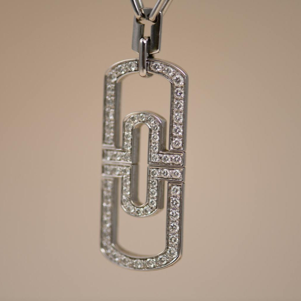 Preowned Bvlgari Parentesi Diamond 18k White Gold Pendant Necklace