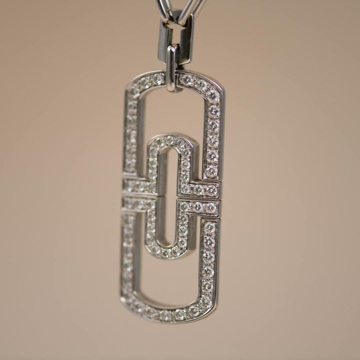 Preowned Bvlgari Parentesi Diamond 18k White Gold Pendant Necklace