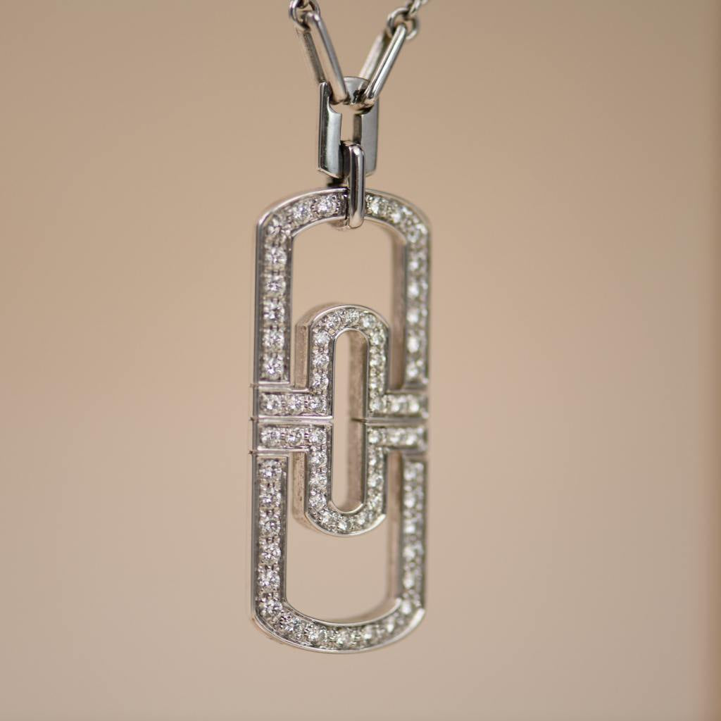 Second Hand Bvlgari Parentesi Diamond 18k White Gold Pendant Necklace