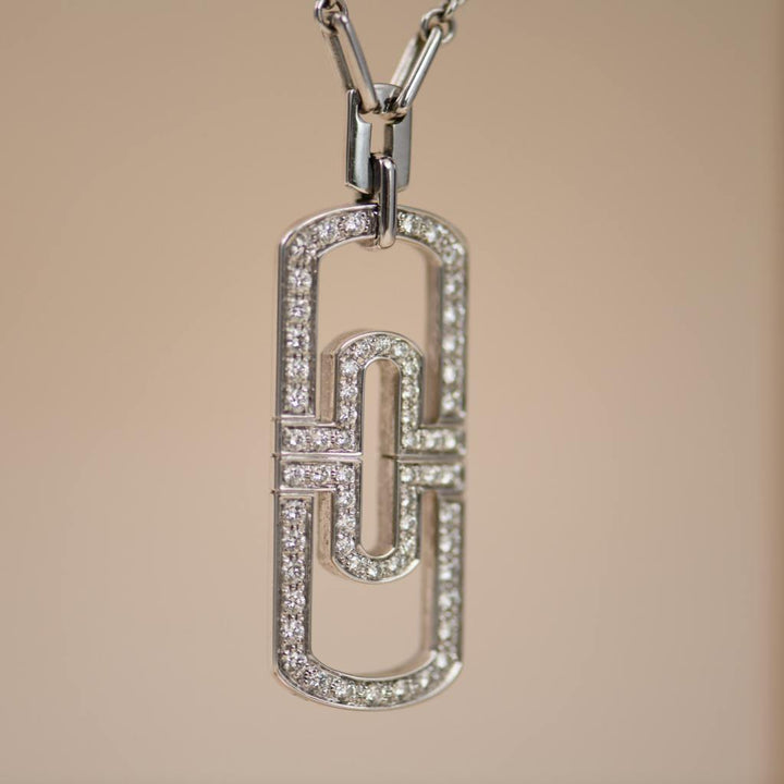 Second Hand Bvlgari Parentesi Diamond 18k White Gold Pendant Necklace