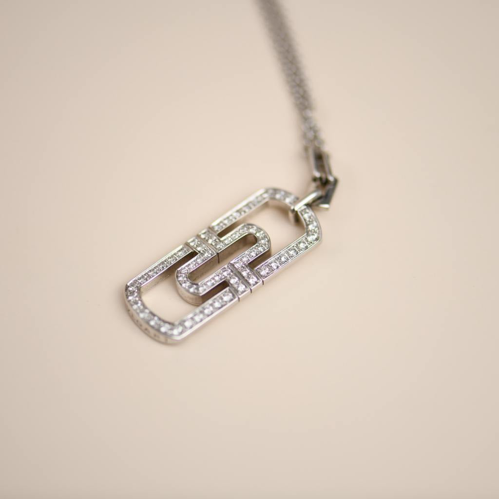 Preowned Bvlgari Parentesi Diamond 18k White Gold Necklace