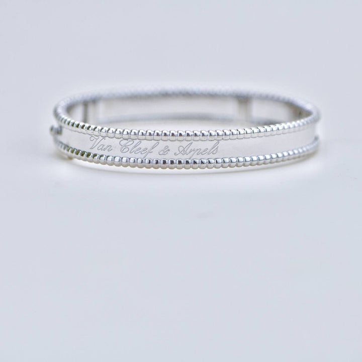 Preowned Van Cleef Perlée Signature 18K White Gold Bracelet