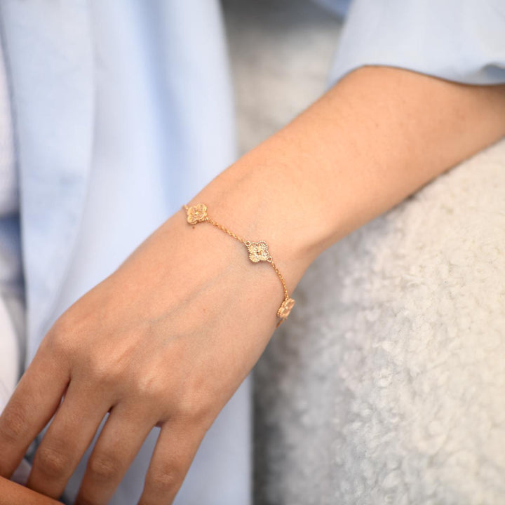 Van Cleef & Arpels Sweet Alhambra 6 Motif 18K Hammered Rose Gold Bracelet