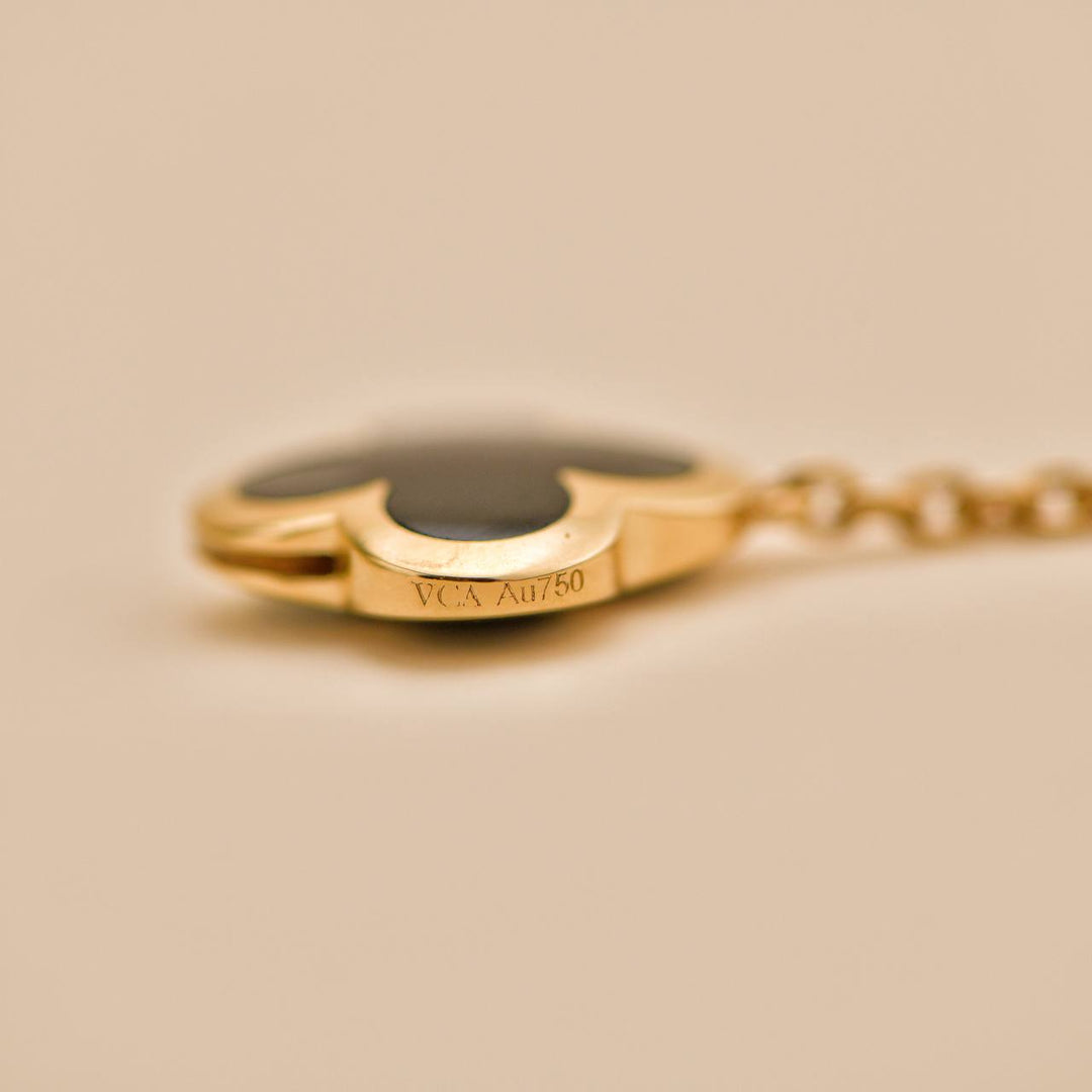 Preloved VCA Pure Alhambra Black Onyx 18K Yellow Gold Bracelet