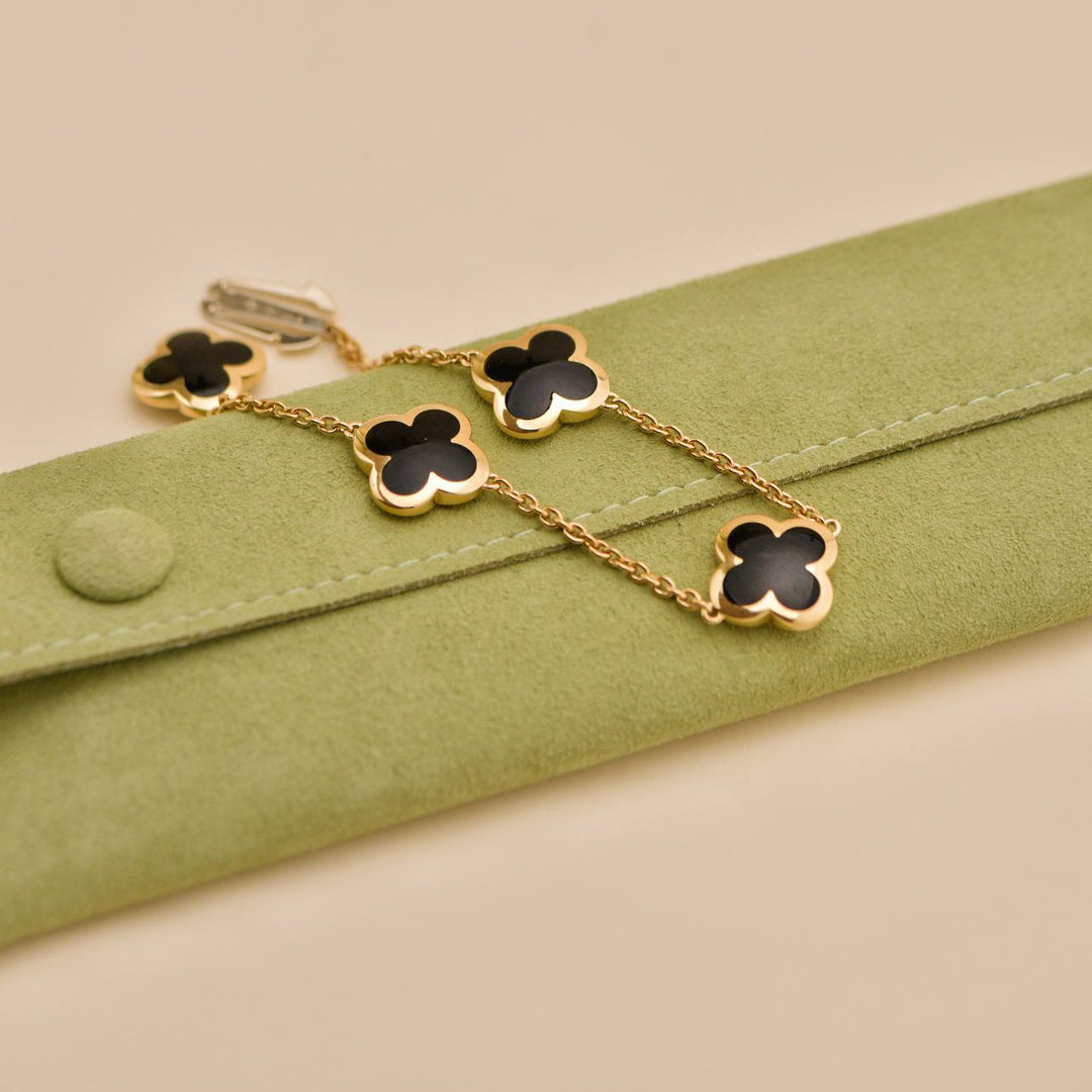 Preloved Van Cleef Pure Alhambra Black Onyx 18K Yellow Gold Bracelet