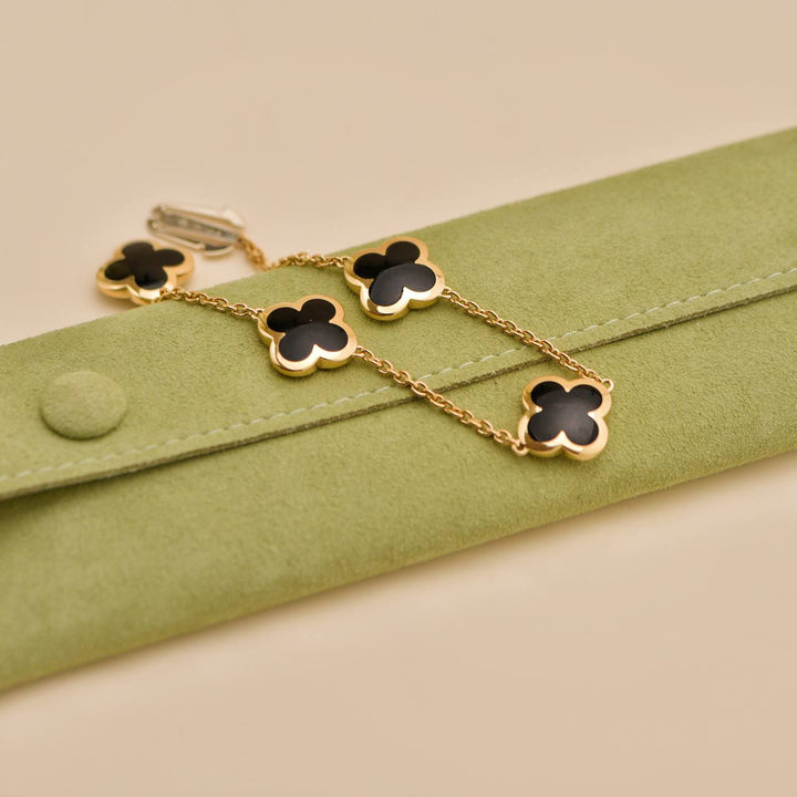 Preloved Van Cleef Pure Alhambra Black Onyx 18K Yellow Gold Bracelet