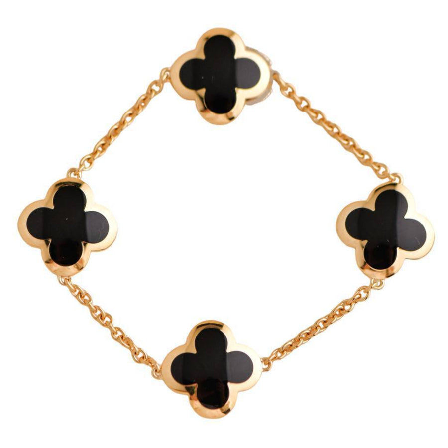 Preloved Van Cleef & Arpels Pure Alhambra Black Onyx 18K Yellow Gold Bracelet
