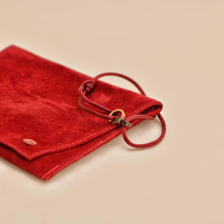 Second Hand Cartier Love Diamond 18k Yellow Gold Sèvres Porcelain Red Cord Bracelet