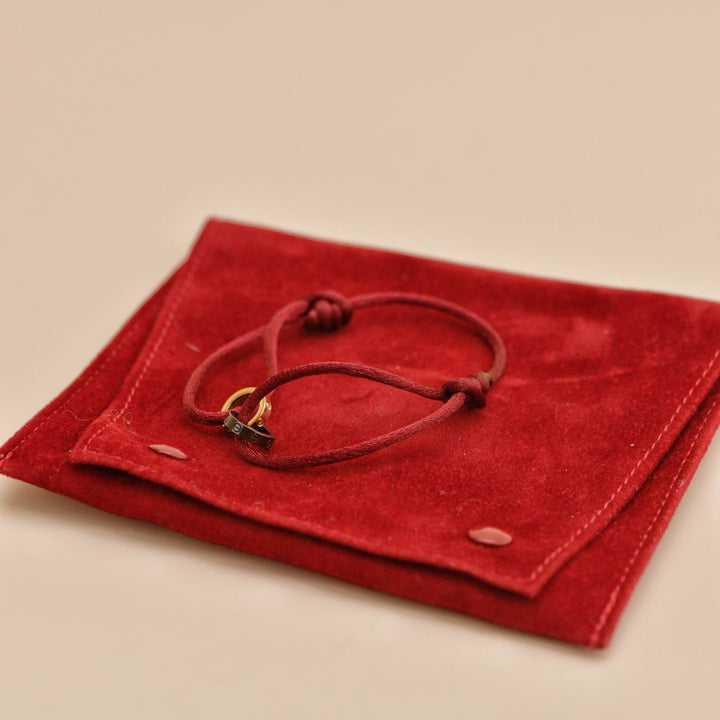 Preowned Cartier Love Diamond 18k Yellow Gold Sèvres Porcelain Red Cord Bracelet