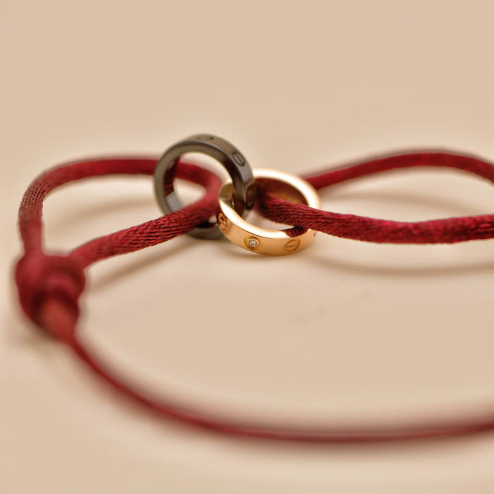 Second Hand Cartier Love Diamond 18k Gold Sèvres Porcelain Cord Bracelet