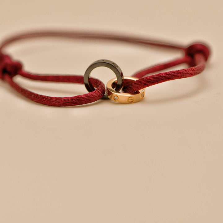 Preowned Cartier Love Diamond 18k Yellow Gold Sèvres Porcelain Cord Bracelet