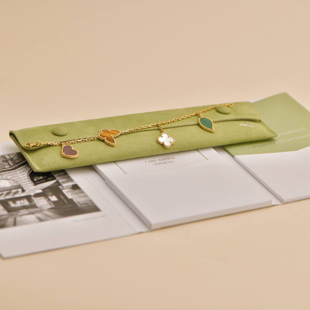 Preowned Van Cleef & Arpels Lucky Alhambra 4 Motifs 18K Yellow Gold Bracelet