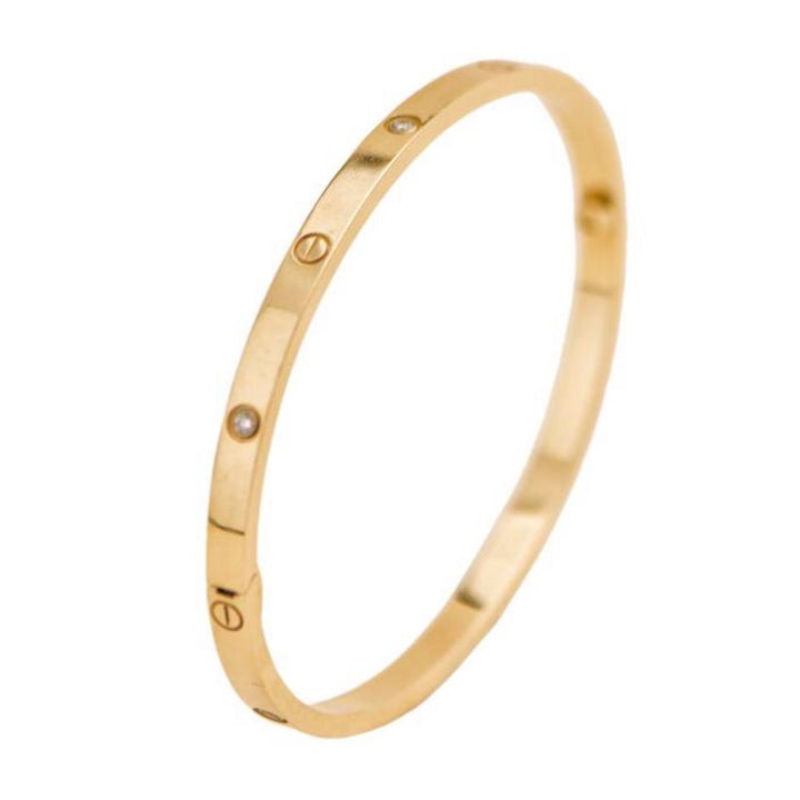 Preloved Cartier Love 6 Diamond 18k Yellow Gold Small Model Bracelet Size 17