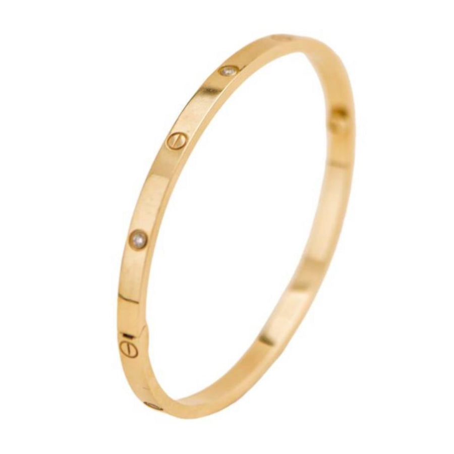 Preloved Cartier Love 6 Diamond 18k Yellow Gold Small Model Bracelet Size 17