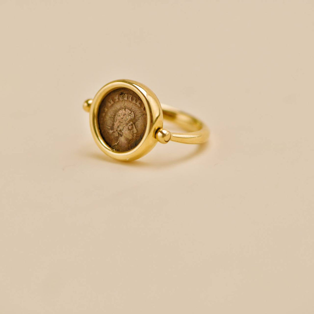 Second Hand Bvlgari Monete Reversible 18k Yellow Gold Ancient Coin Ring