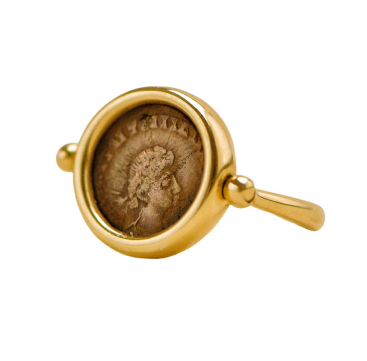 Preloved Bvlgari Monete Reversible 18k Yellow Gold Ancient Coin Ring