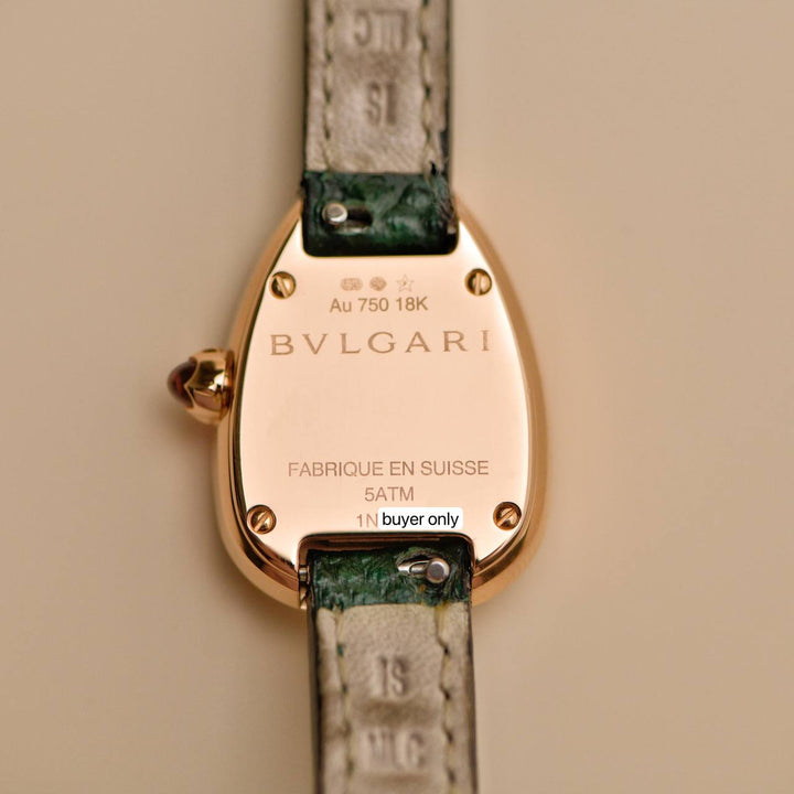 Preloved Bvlgari Serpenti Twist 18k Rose Gold Green Leather Quartz Wristwatch