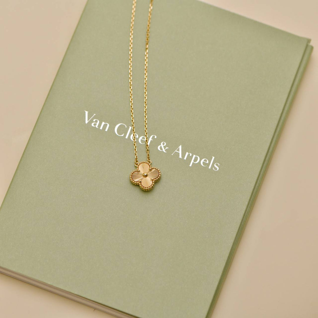 Preloved Van Cleef Vintage Alhambra Guilloché 18K Yellow Gold Pendant Necklace