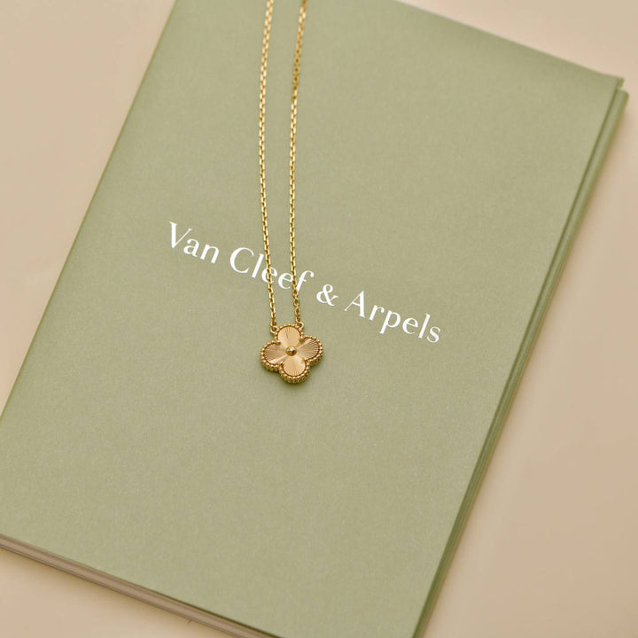 Preloved Van Cleef Vintage Alhambra Guilloché 18K Yellow Gold Pendant Necklace