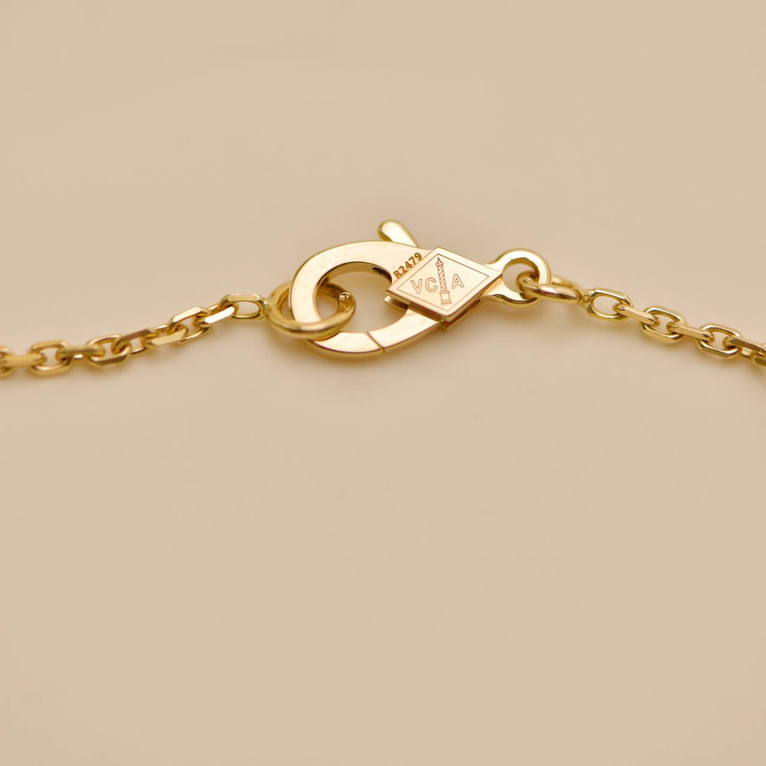 Preowned VCA Vintage Alhambra Guilloché 18K Yellow Gold Pendant Necklace