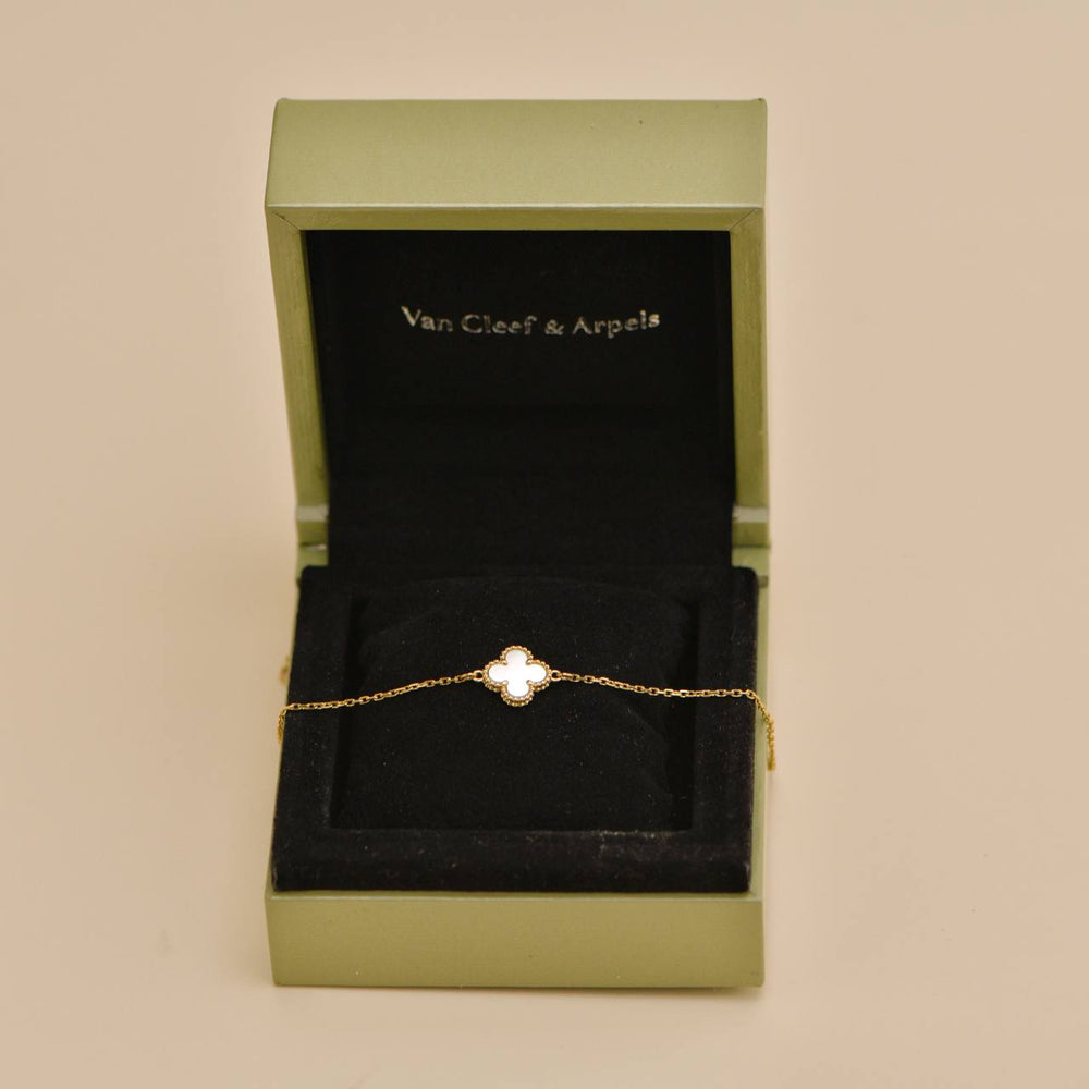 Preowned Van Cleef & Arpels Sweet Alhambra Mother of Pearl 18K Yellow Gold Bracelet