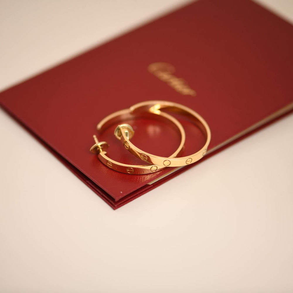 Second Hand Cartier Love 18k Yellow Gold Hoop Earrings Large Model