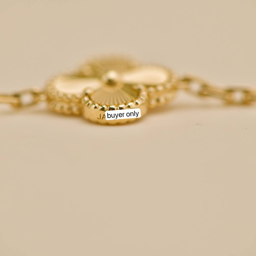 Preloved VCA Vintage Alhambra Guilloché 5 Motifs 18K Yellow Gold Bracelet