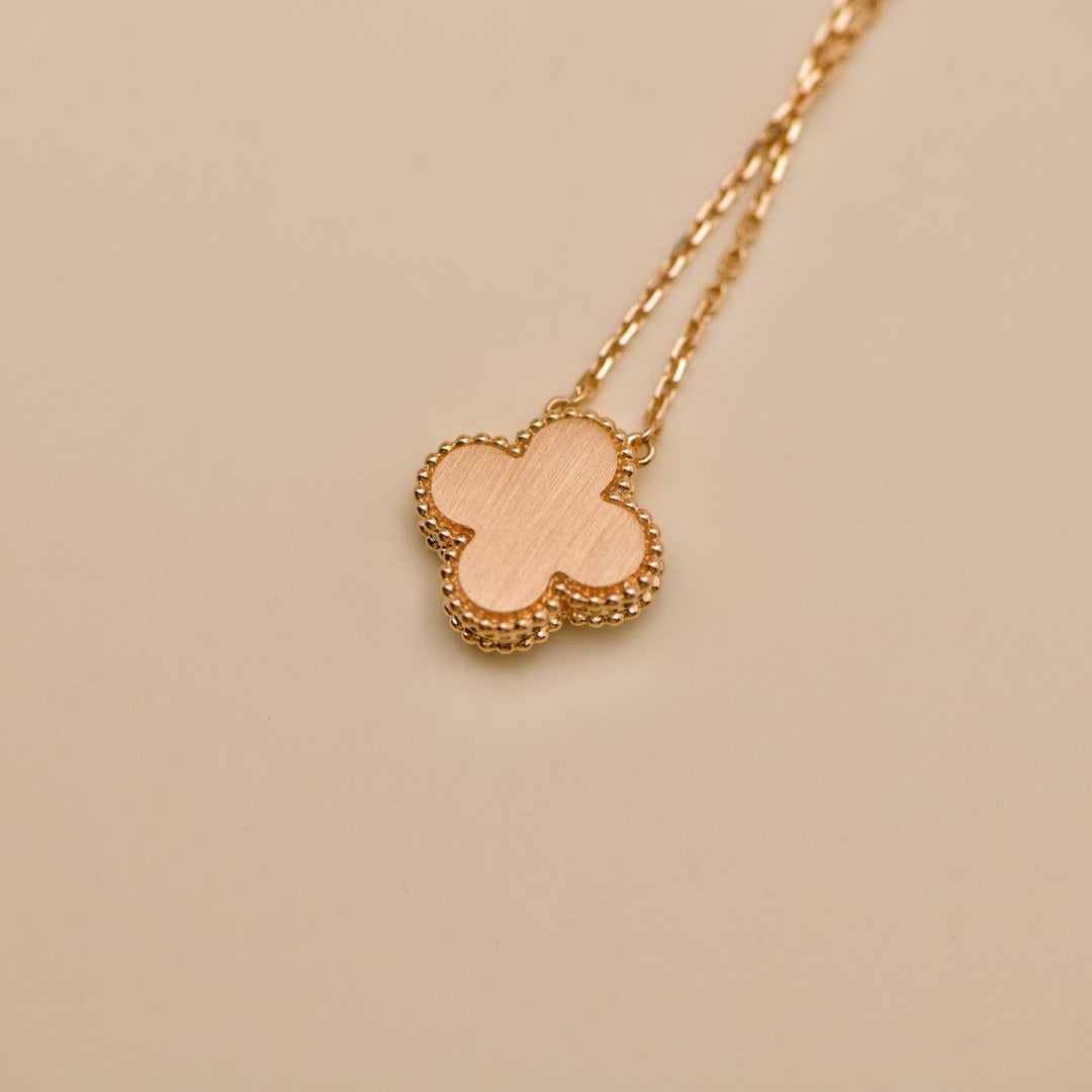 Second Hand Van Cleef Vintage Alhambra Onyx 18K Rose Gold 2016 Holiday Pendant Necklace
