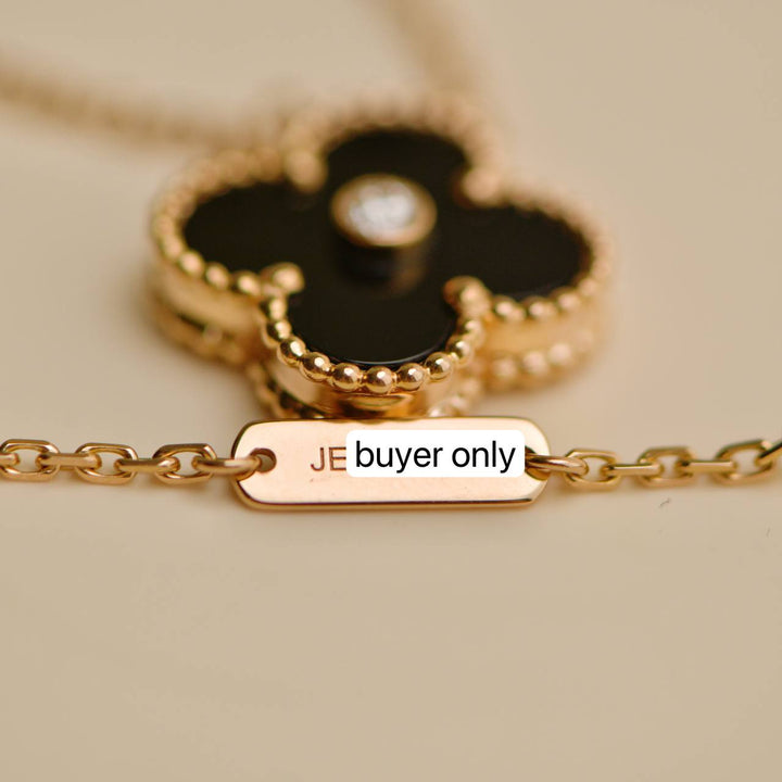 Second Hand Van Cleef & Arpels Vintage Alhambra Onyx 18K Rose Gold 2016 Holiday Pendant Necklace