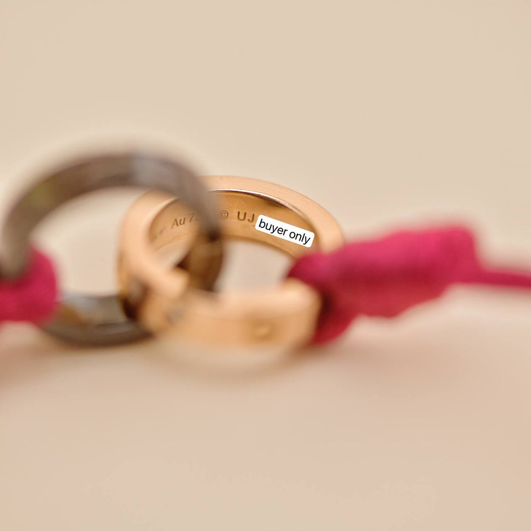 Used Cartier Love 4 Diamond 18K Rose Gold Sevres Porcelain Silk Cord Bracelet