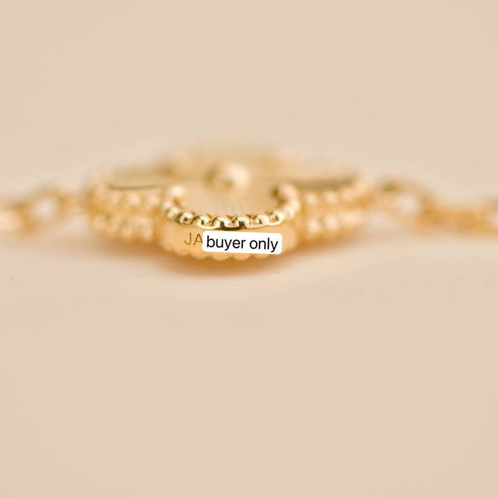Preowned Van Cleef Vintage Alhambra Guilloché 5 Motifs 18K Yellow Gold Bracelet