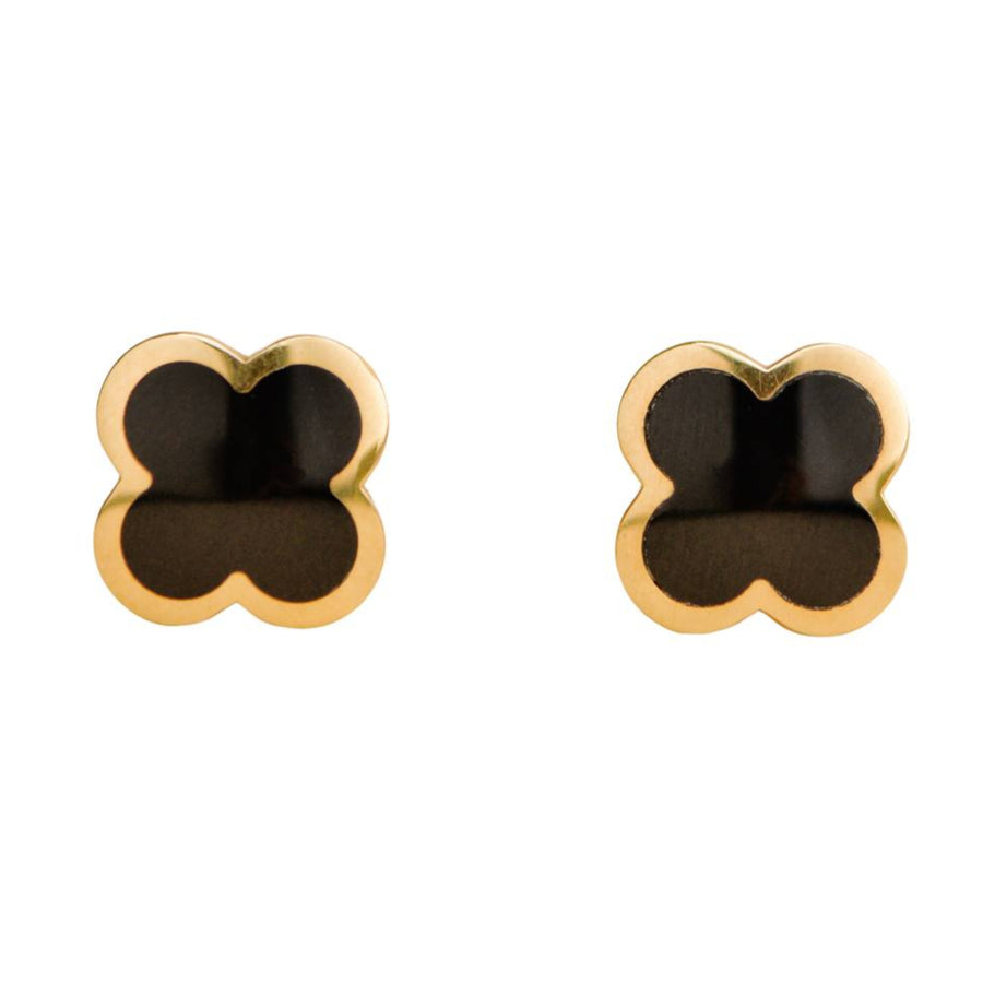 Preloved Van Cleef & Arpels Pure Alhambra Black Onyx 18K Yellow Gold Earrings