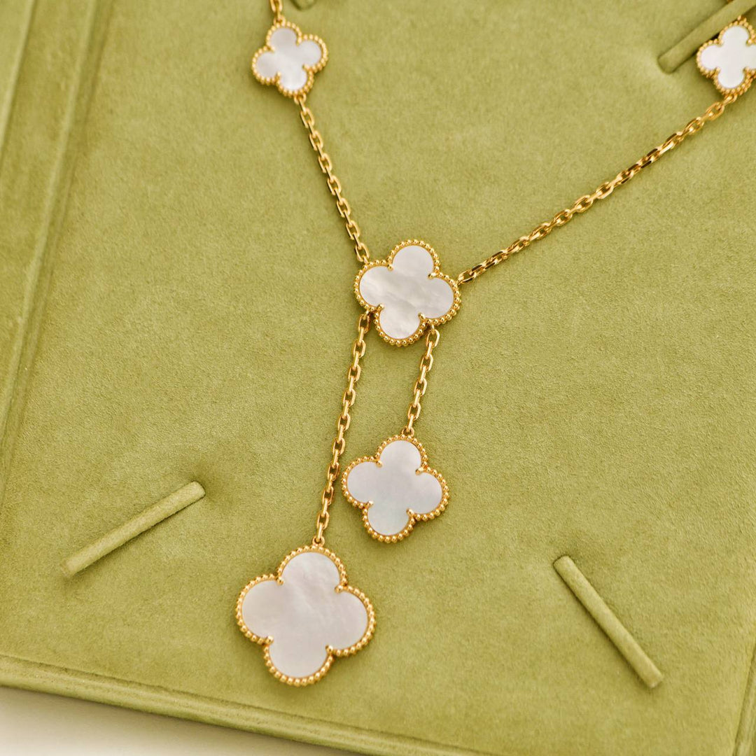 Second Hand Van Cleef & Arpels Magic Alhambra Mother of Pearl Yellow Gold Necklace