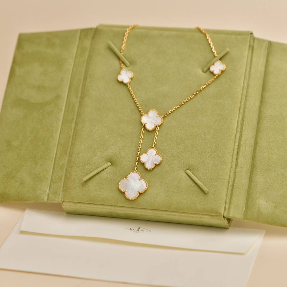 Preowned Van Cleef & Arpels Magic Alhambra Mother of Pearl Yellow Gold Necklace