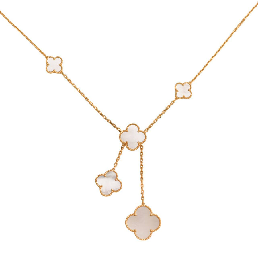 Preloved Van Cleef & Arpels Magic Alhambra Mother of Pearl Yellow Gold Necklace