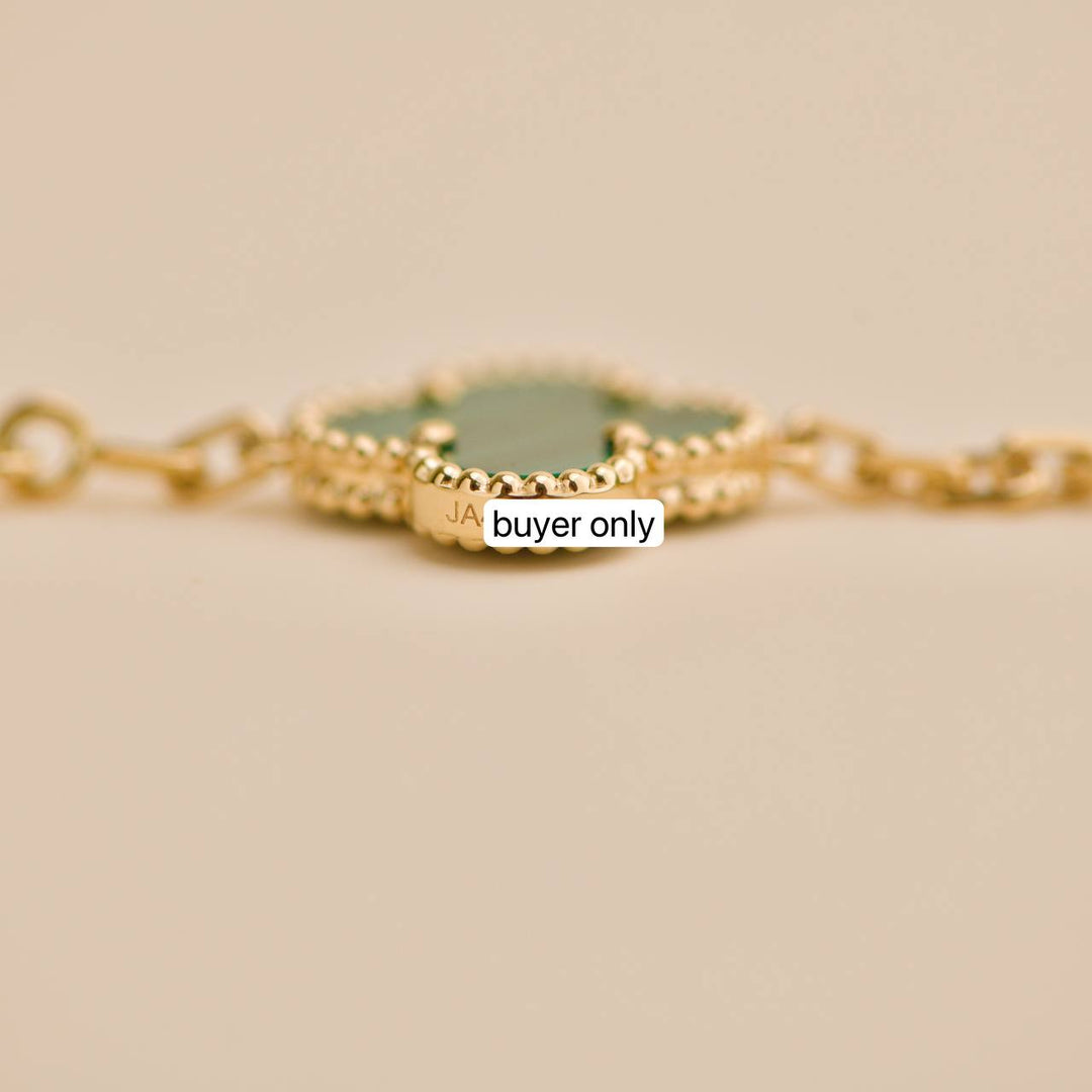 Preloved Van Cleef Vintage Alhambra 5 Motif Malachite 18K Yellow Gold Bracelet