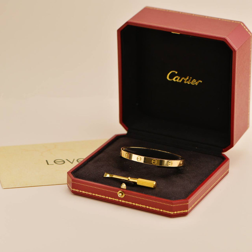 Preowned Cartier Love 18K Yellow Gold Bracelet Size 17