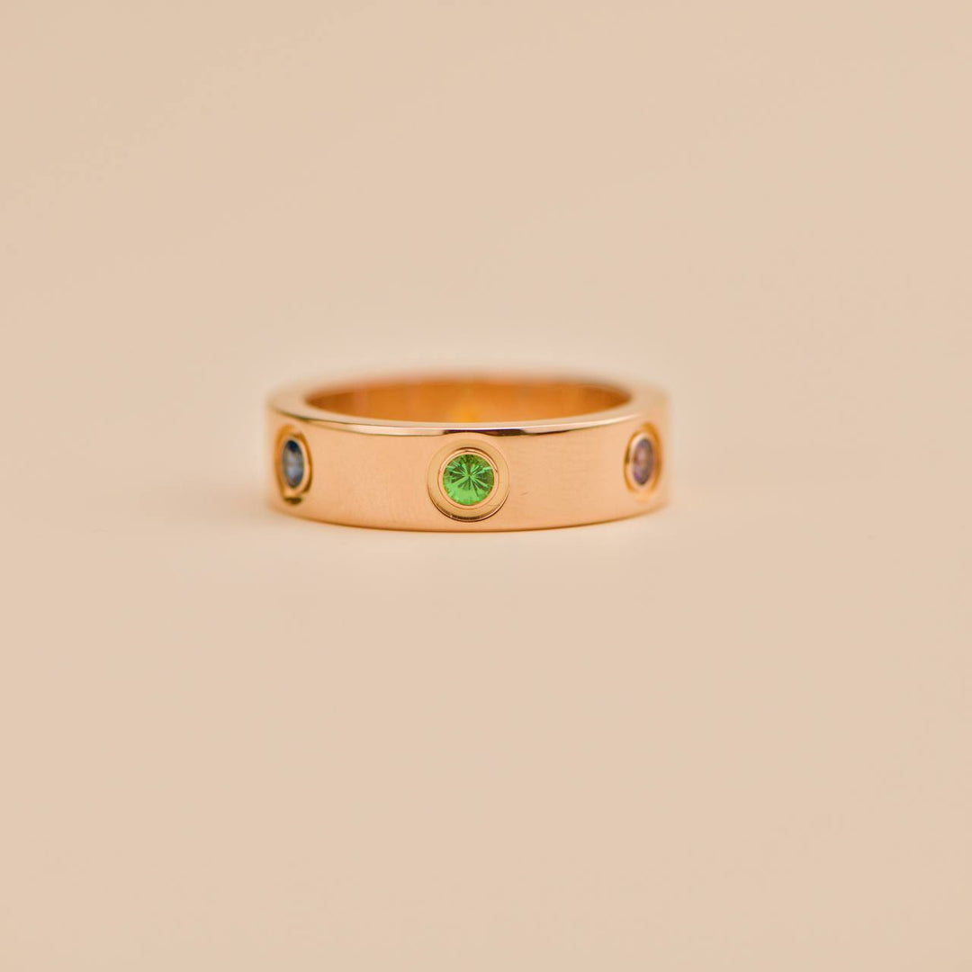 Used Cartier Love Rainbow Multi Gem Ring Size 54