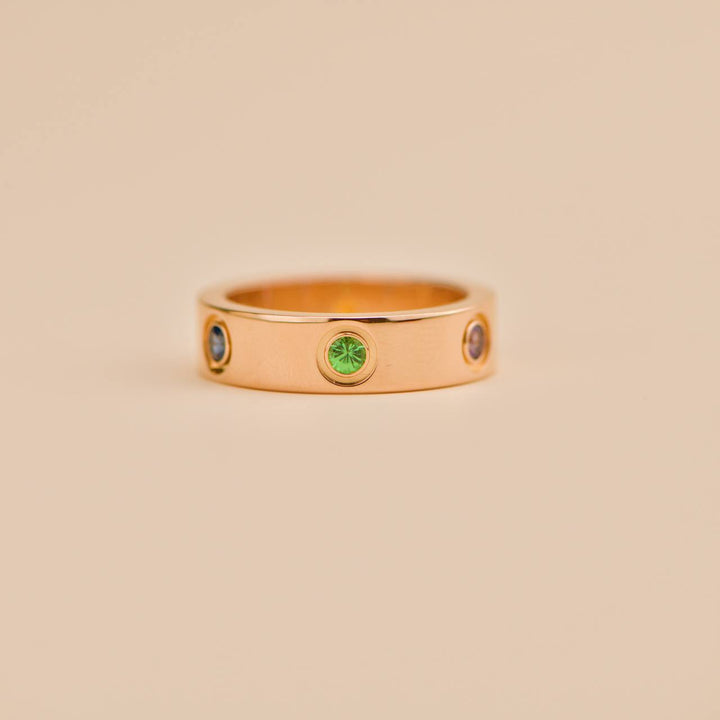 Used Cartier Love Rainbow Multi Gem Ring Size 54