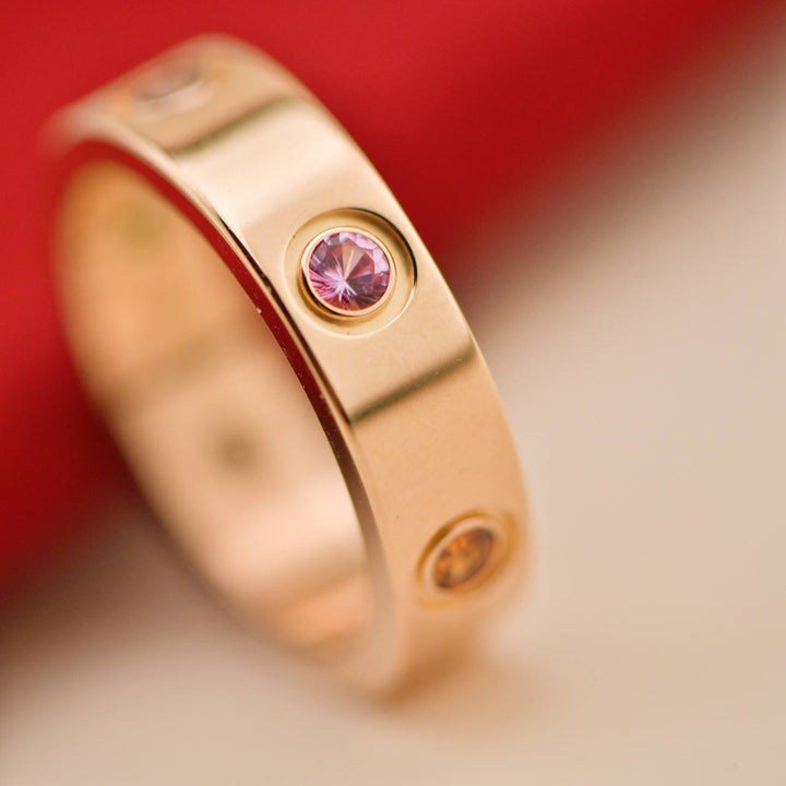 Second Hand Cartier Love Rainbow Multi Gem Ring Size 54