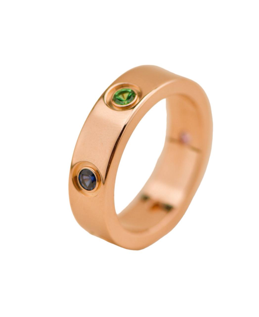 Cartier Love Rainbow Multi Gem 18K Rose Gold Ring Size 54
