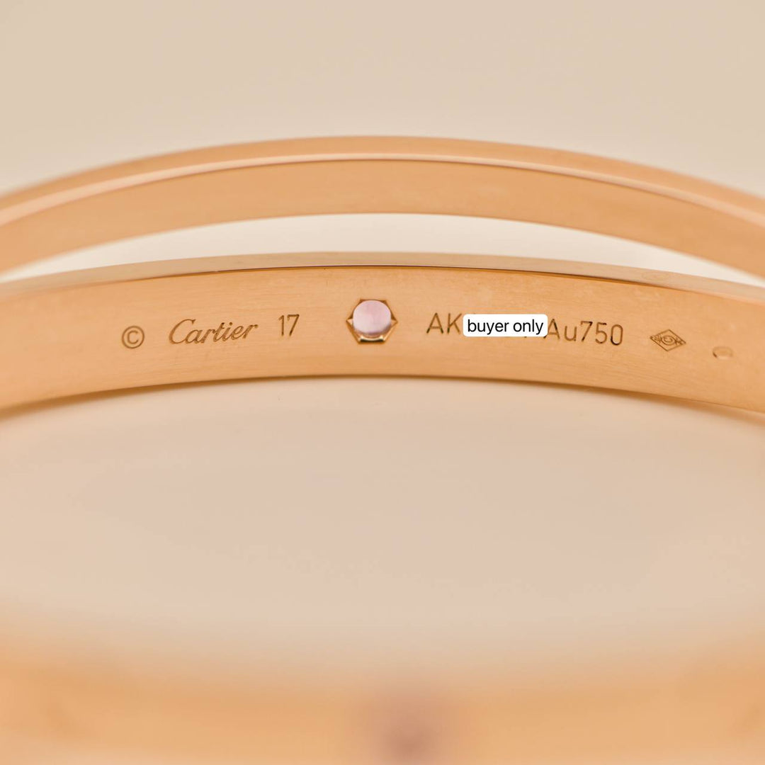 Second Hand Cartier Diamond Pink Sapphire Double Love 18K Rose Gold Half Bracelet 