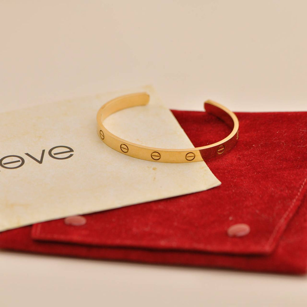Preowned Cartier Love 18K Yellow Gold Cuff Size 18