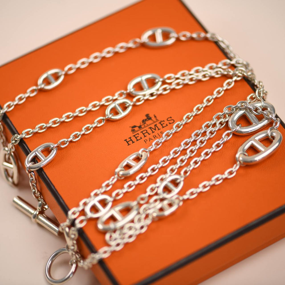 Preowned Hermès Farandole Sterling Silver Long Necklace 120