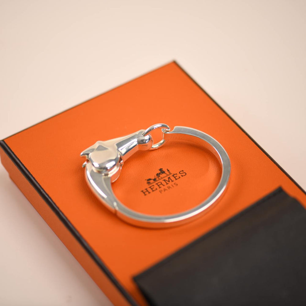 Preowned Hermes Galop Sterling Silver Bracelet Small Model Size ST