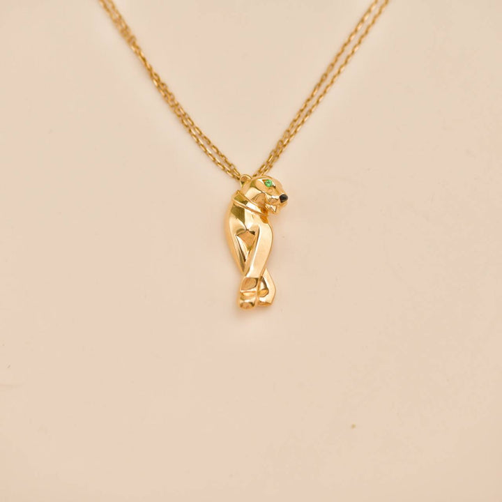 Preowned Cartier Panthère 18k Yellow Gold Tsavorite Onyx Necklace