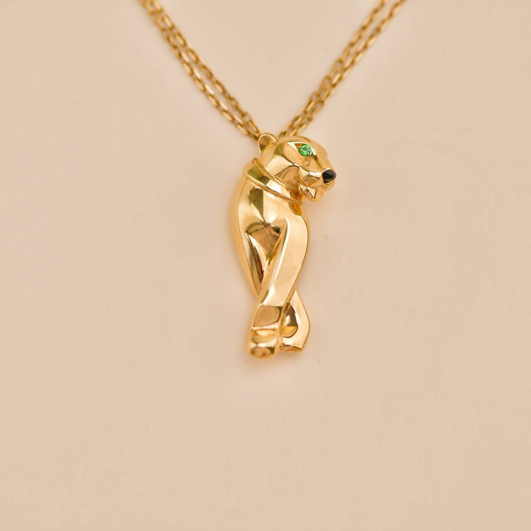 Preloved Cartier Panthère 18k Yellow Gold Tsavorite Onyx Necklace