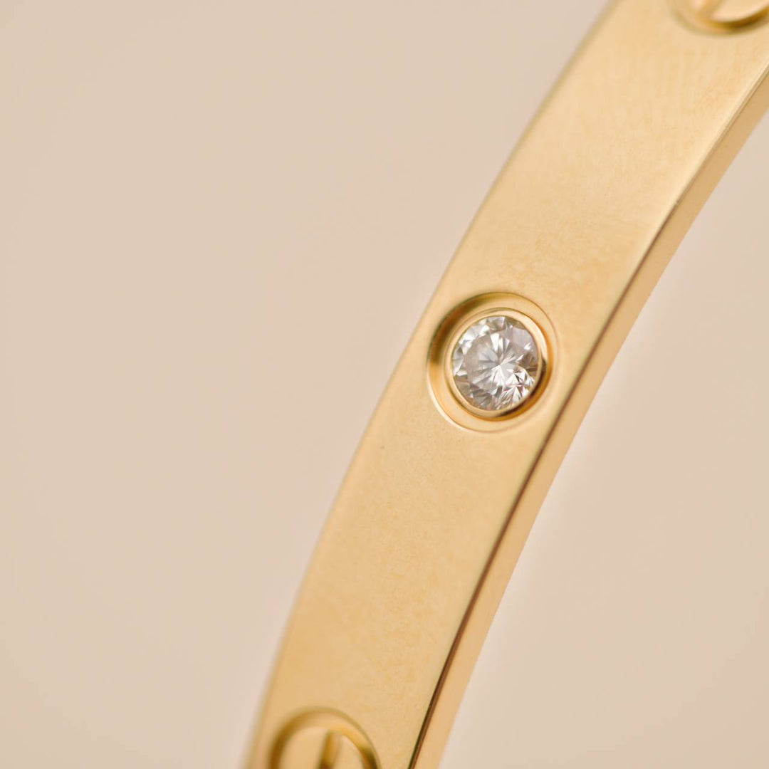 Preloved Cartier Love One Diamond 18K Yellow Gold Cuff Bracelet 