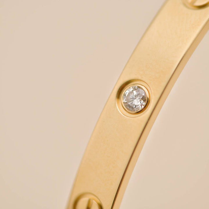 Preloved Cartier Love One Diamond 18K Yellow Gold Cuff Bracelet 